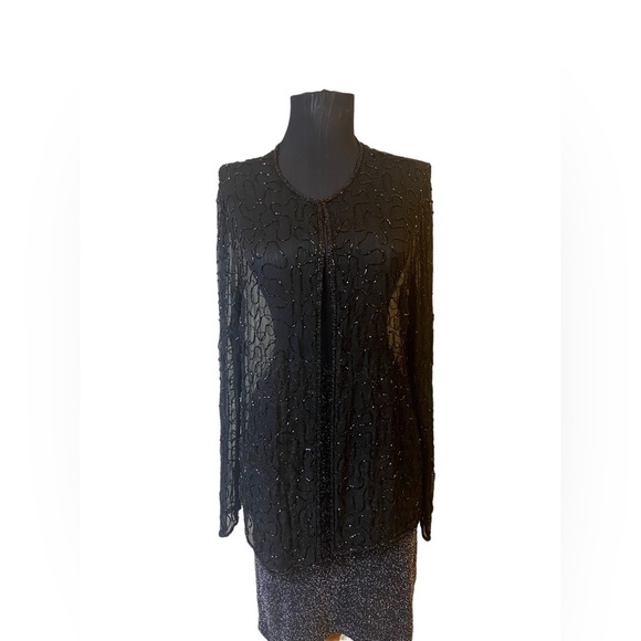 Vintage Sheer Beaded Tunic Top Blouse - Picture 9 of 15